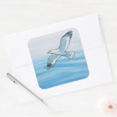 Seagull in Flight Vierkante Sticker (Envelop)