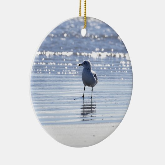 Seagull in Ocean Photo Ornament  (Rechts)