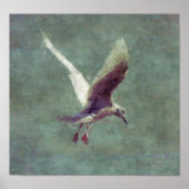 Seagull Landing on Water Impressionist Art Poster (Voorkant)
