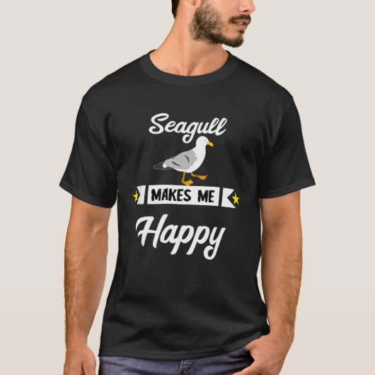 Seagull Makes Me Happy Seagull Zee Bird Harbor Co T-shirt (Voorkant)