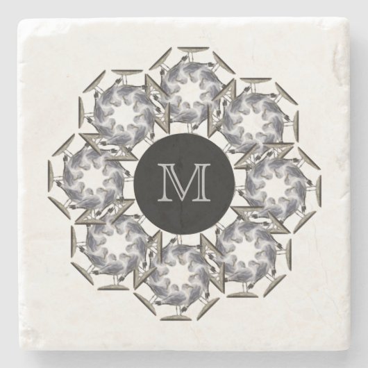 Seagull Marble Monogrammed Onderzetter (Voorkant)
