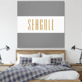 SEAGULL Medium grijs wit brede zomer strepen Canvas Afdruk (Insitu (Slaapkamer))