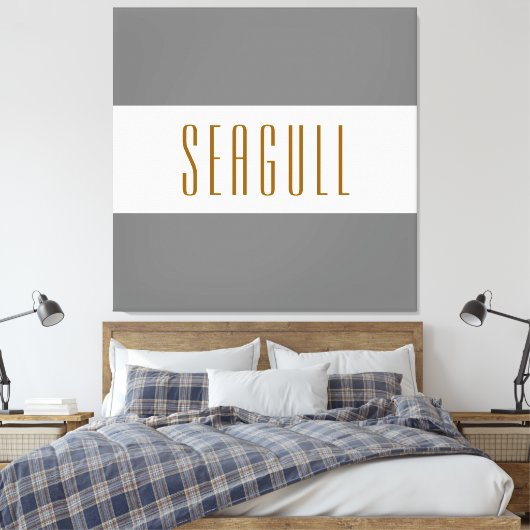 SEAGULL Medium grijs wit brede zomer strepen Canvas Afdruk (Insitu (Slaapkamer))