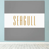 SEAGULL Medium grijs wit brede zomer strepen Canvas Afdruk (Insitu (Houten vloer))