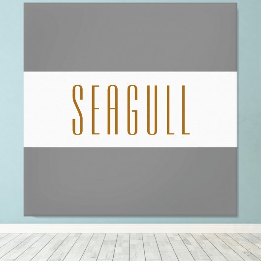 SEAGULL Medium grijs wit brede zomer strepen Canvas Afdruk (Insitu (Houten vloer))