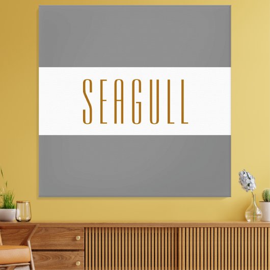 SEAGULL Medium grijs wit brede zomer strepen Canvas Afdruk (Insitu (Woonkamer))
