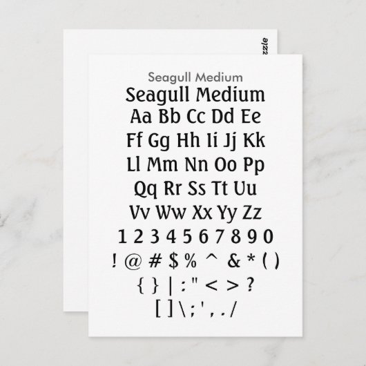 Seagull Medium - Zazzle Font Monster blad Briefkaart (Voorkant / Achterkant)