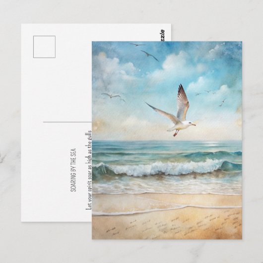 Seagull Ocean Bird Beach Coastal Briefkaart (Voorkant / Achterkant)