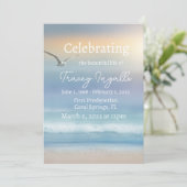 Seagull Ocean Sunset Funeral Invitation Kaart (Staand voorkant)