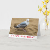 Seagull op een zandige strandverjaarkaart kaart (Gele Bloem)