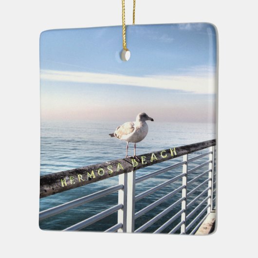 Seagull op het strand van Hermosa Keramisch Ornament (Links)