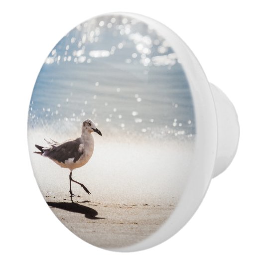 Seagull op Virginia Beach Keramische Knop (Rechts)