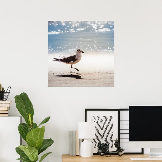 Seagull op Virginia Beach Poster (Thuiskantoor)