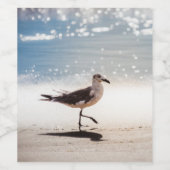 Seagull op Virginia Beach Wijn Etiket (Enkel label)