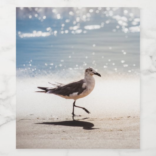 Seagull op Virginia Beach Wijn Etiket (Enkel label)