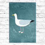 Seagull Permanent Poster<br><div class="desc">Een juktige zeemeeuw die staat bij de diepe groene oceaan. Ideaal voor mensen die van zassige vogels houden en voor de kust.</div>