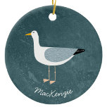Seagull Personalized Keramisch Ornament<br><div class="desc">Een leuke zeemeeuw die staat bij de diepe groene oceaan. Ideaal voor mensen die van zassige vogels houden en voor de kust. Originele kunst van Nic Squirrell. Verander de naam om te personaliseren.</div>