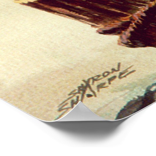 SEAGULL & PILINGS 2 van SHARON SHARPE Poster (Hoek)