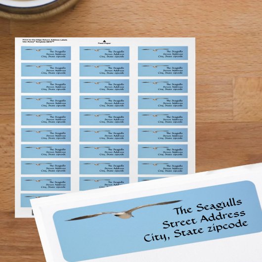 Seagull Silhouette Flying Sky Blue Etiket