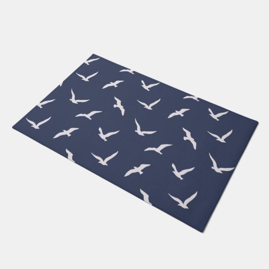 Seagull silhouettes navy blue deurmat (Schuin)