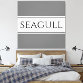 SEAGULL Stijlvolle moderne grijze witte racestrepe Canvas Afdruk (Insitu (Slaapkamer))