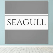 SEAGULL Stijlvolle moderne grijze witte racestrepe Canvas Afdruk (Insitu (Houten vloer))