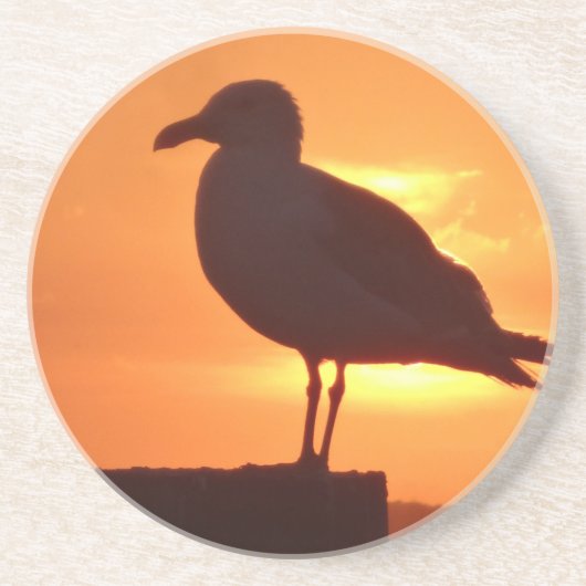Seagull Sunset Zandsteen Onderzetter (Voorkant)