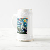 Seagull Van Gogh Style Beach gepersonaliseerd Bierpul (Voorkant links)