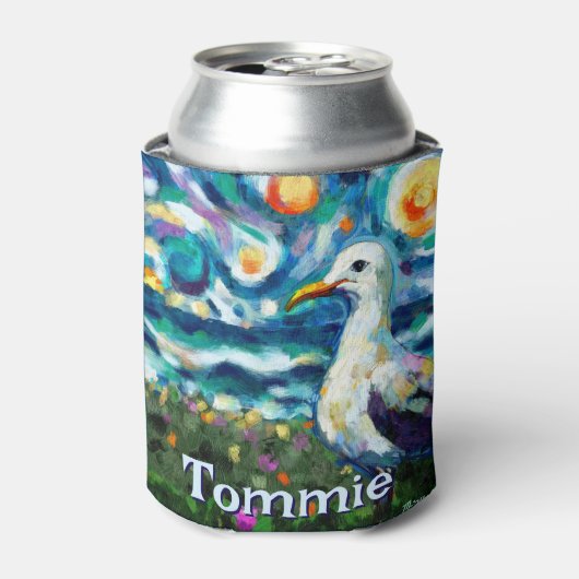 Seagull Van Gogh Style Beach gepersonaliseerd Blikjeskoeler (Blikje Voorkant)