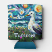 Seagull Van Gogh Style Beach gepersonaliseerd Blikjeskoeler (Achterkant)