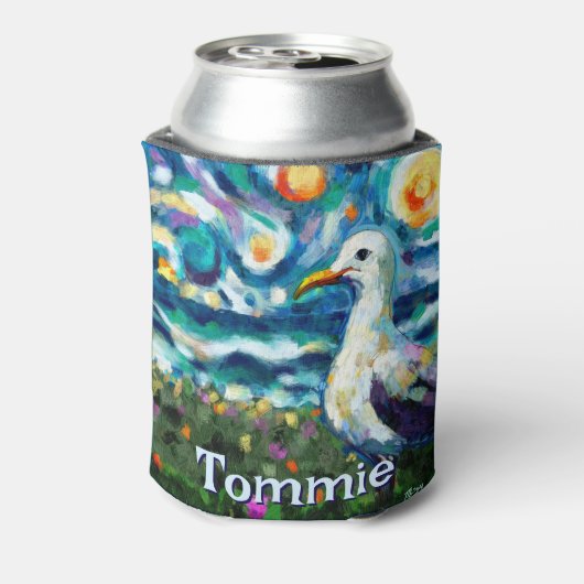 Seagull Van Gogh Style Beach gepersonaliseerd Blikjeskoeler (Blikje Achterkant)