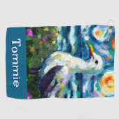 Seagull Van Gogh Style Beach gepersonaliseerd Golfhanddoek (Horizontaal)