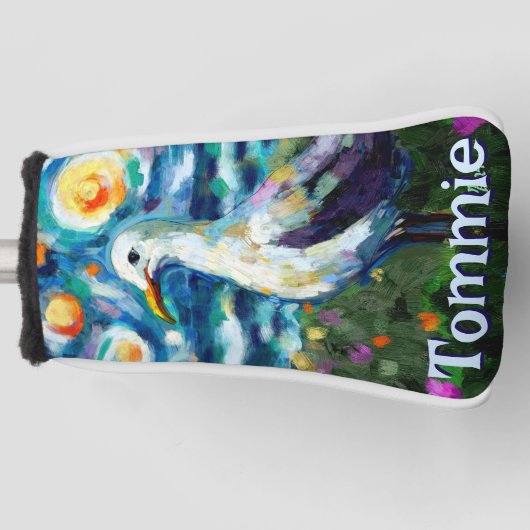 Seagull Van Gogh Style Beach gepersonaliseerd Golfheadcover (Voorkant)