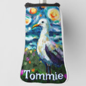 Seagull Van Gogh Style Beach gepersonaliseerd Golfheadcover (Draai 90)