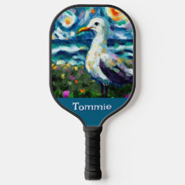 Seagull Van Gogh Style Beach gepersonaliseerd Pickleball Paddle