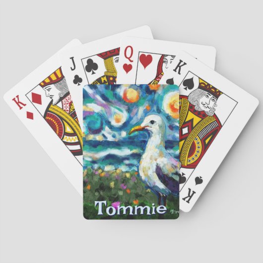 Seagull Van Gogh Style Beach gepersonaliseerd Pokerkaarten (Achterkant)