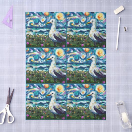 Seagull Van Gogh Style Beach Sky Decoupage Tissuepapier (Craft)