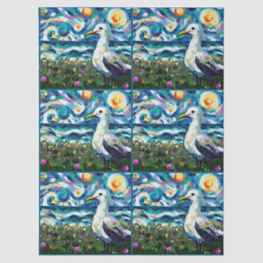 Seagull Van Gogh Style Beach Sky Decoupage Tissuepapier (Voorkant)