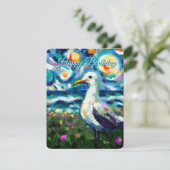 Seagull Van Gogh Style Beach Sky Verjaardag Kaart (Staand voorkant)