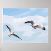 Seagull vliegt in de lucht poster (Voorkant)