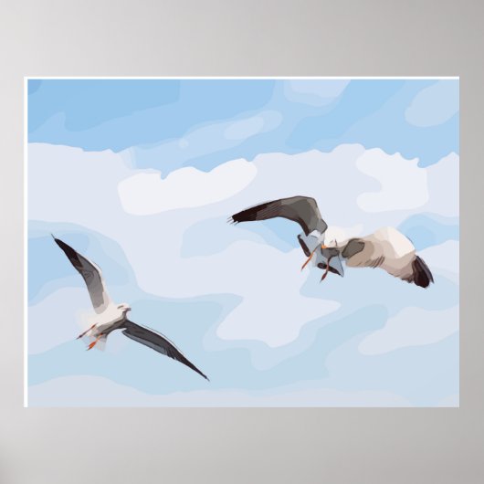 Seagull vliegt in de lucht poster (Voorkant)