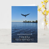 Seagull-vlucht boven Lake Retirement Card Kaart (Gele Bloem)