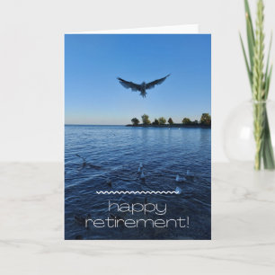 Seagull-vlucht boven Lake Retirement Card Kaart