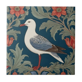 Seagull William Morris stijl Links Zee Marine Bird Tegeltje