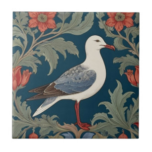 Seagull William Morris stijl Rechter Zee Marine Bi Tegeltje