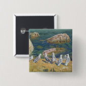 Seagulls, 1910 vierkante button 5,1 cm (Voorkant /achterkant)