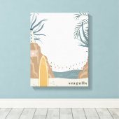 Seagulls Beach Waterverf Canvas Afdruk (Insitu (Houten vloer))