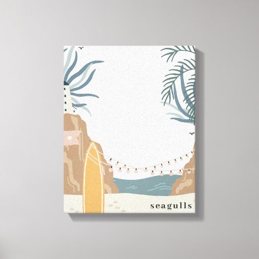 Seagulls Beach Waterverf Canvas Afdruk (Voorkant)