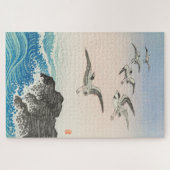Seagulls boven het Zee  Japanse Woodblock Legpuzzel (Horizontaal)