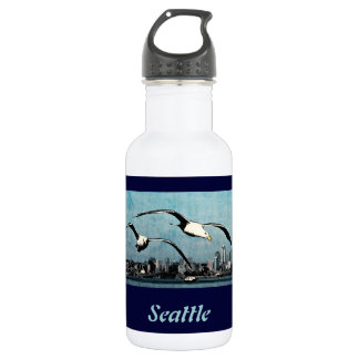Seagulls boven Seattle Liberty Waterfles